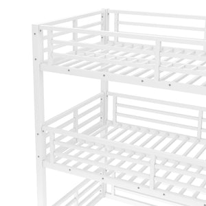 English Elm Twin Metal Triple Bunk Bed With Safety Guardrails, Heavy-Duty Space-Saving Design For Kids & Dorms W1580S00164-GIGA
