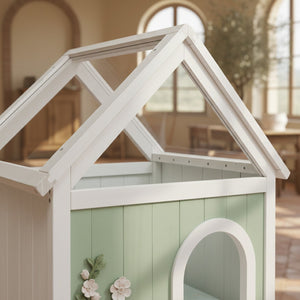 English Elm Sage Cedar Pet House with Acrylic Roof Hand Carved Decor for Cats and Small Dogs W3799P382569