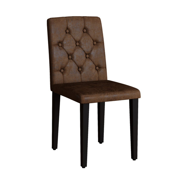 English Elm 4-pack Button-tufted Faux Suede Dining Chairs with Black Metal Legs for Modern W1151P295723