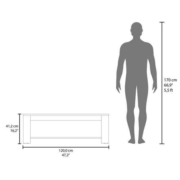 English Elm Coffee Table modern 16.2" H with 1 Shelf and Door, Space-Saving Engineered Wood Storage Solution White+Natural 51.97 L x 28.74 W x 3.15 H B097P395916