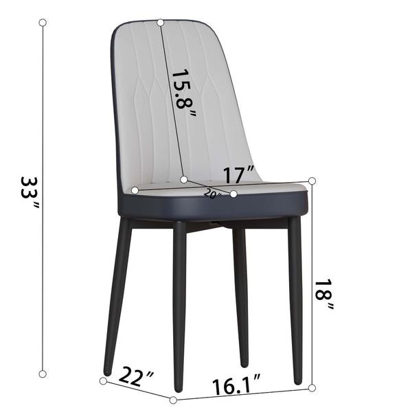 English Elm 63 Inch Mdf Dining Set with Four Pu Leather Chairs and Powder Coated Metal Legs Blue,Brown White W2189S00868