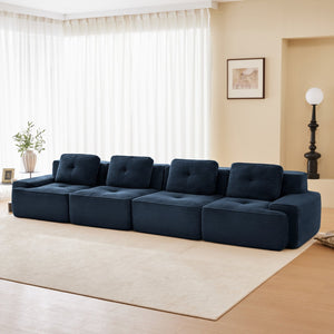 English Elm 153" Modern Modular Sectional Sofa – Plush Corduroy 4-Seater Couch With No Assembly, Anti-Slip Design W714S01498