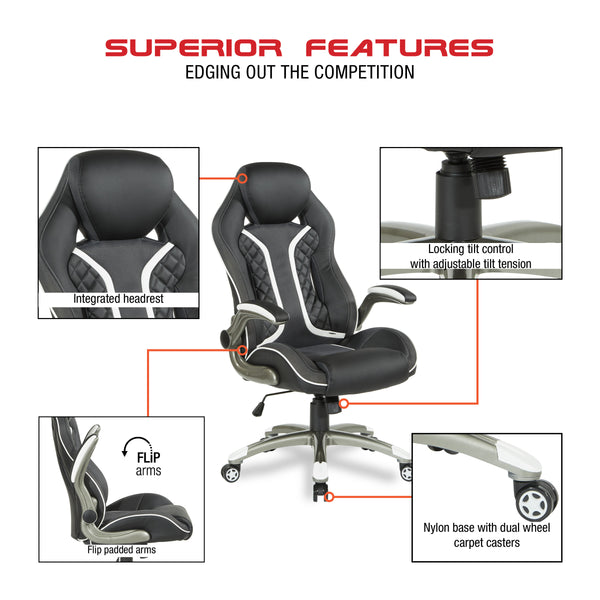 OSP Home Furnishings Xplorer 51 Gaming Chair Black