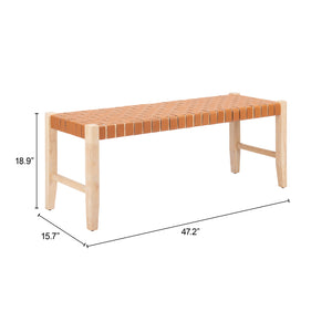 Zuo Modern Bandini Bench - Elegant Tan 100% Leather And Rubberwood Design For Modern Hospitality Spaces Natural 100% Leather,Rubberwood 110701-zuo-modern