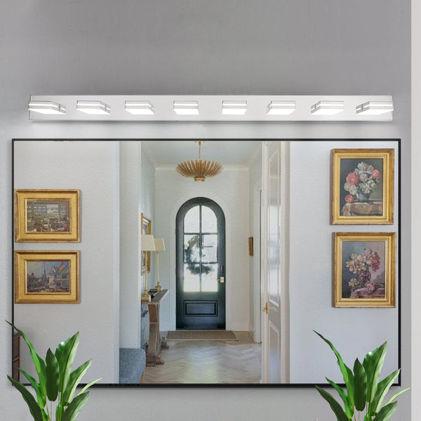 English Elm Modern Chrome Led Vanity Light - 8-Light Wall Sconce For Bright, Flattering Illumination & Style W2312P374924