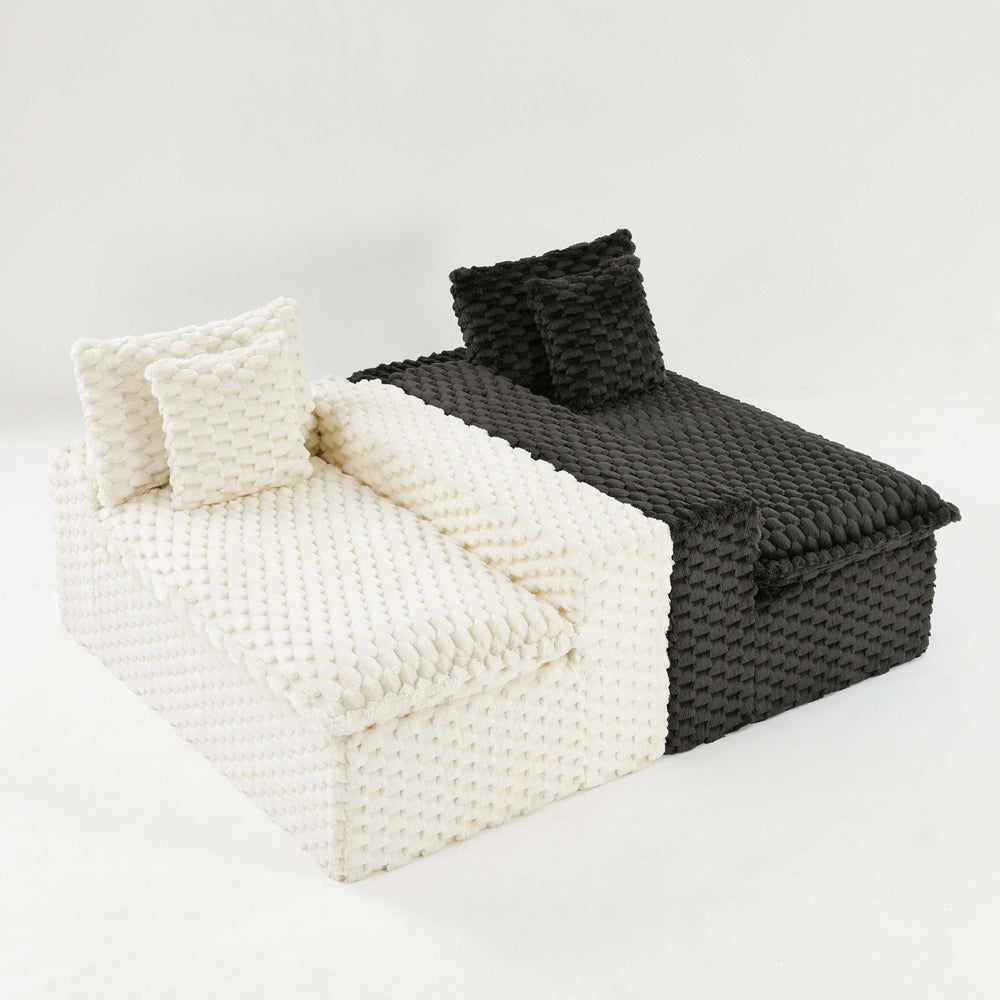 English Elm Luxury Color-Block Turtle Velvet Sofa - Modular Design For Stylish Living Spaces, Comfort For All! W3371S00045