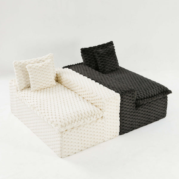 English Elm Luxury Color-Block Turtle Velvet Sofa - Modular Design For Stylish Living Spaces, Comfort For All! W3371S00045