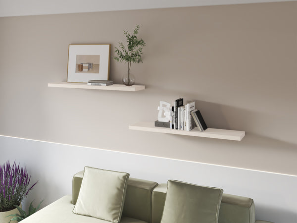 English Elm Greer Floating Shelf Melamine - Modern Minimalist Wall-Mounted 47.3" x 9.8" White Washed Oak Finish Multicolor 47.2 L x 10.2 W x 3.5 H B128P375308