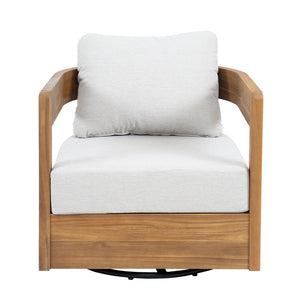 English Elm Telluride Outdoor Acacia Wood Swivel Club Chair Coastal Patio Seating Teak+ Beige N775P304793T