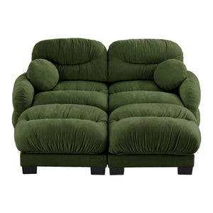 English Elm Teddy Fleece Modular Cloud Sofa with Curved Silhouette Ottomans and Lumbar Pillows Green W5656S00048