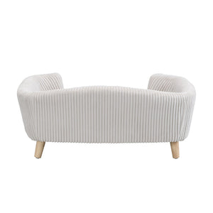 English Elm Elevated Pet Sofa with Corduroy Upholstery Rubberwood Legs and Supportive Foam for Small Dogs Beige N779P395017A
