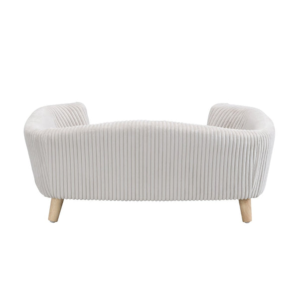 English Elm Elevated Pet Sofa with Corduroy Upholstery Rubberwood Legs and Supportive Foam for Small Dogs Beige N779P395017A