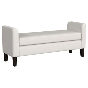 English Elm Hollis Vanilla Fabric Upholstered Bench with Armrests — Foam-Padded Seat, Tapered Black Legs, Modern Luxury B062P299953
