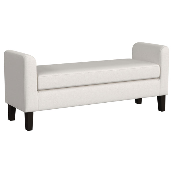 English Elm Hollis Vanilla Fabric Upholstered Bench with Armrests — Foam-Padded Seat, Tapered Black Legs, Modern Luxury B062P299953