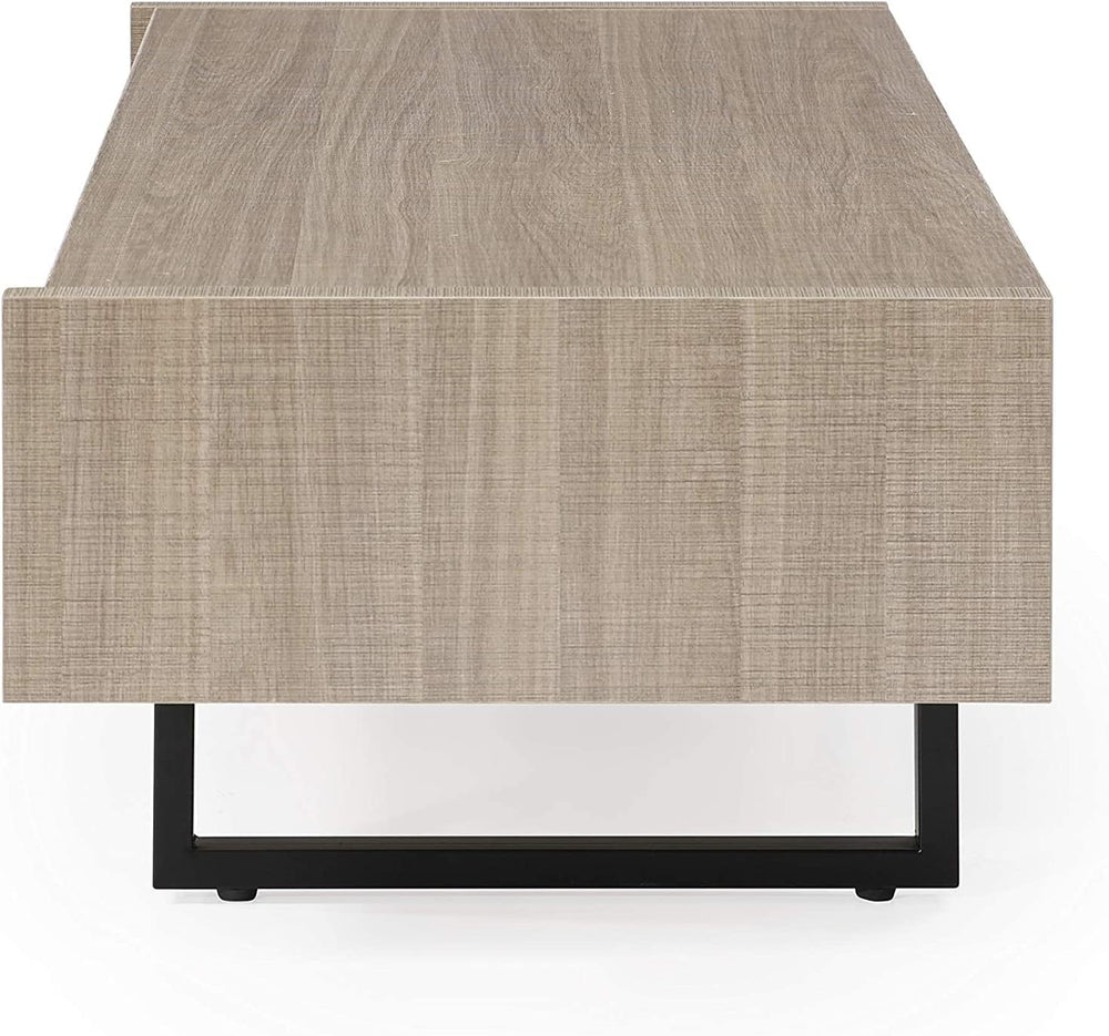 English Elm Mid-Century Jeff Night Stand with Drawer & Cubby — Compact Wood End Table for Small Spaces, Modern Appeal Tan B347P339531