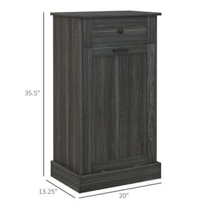 English Elm Trash Cabinet with Tilt Out Door Oak Top Charcoal Gray Kitchen Storage Unit T3971P464974