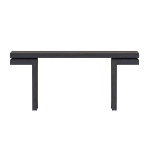 English Elm 66" Extra Wide Real Wood Veneered Console Table with Massive Surface and Open Storage for Home Black W1435P312673