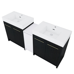 English Elm 72 Inch Freestanding Bathroom Vanity Set With Resin Sink, Storage Cabinets & Soft-Close Doors W999S00300