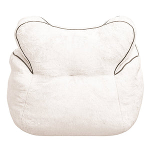 English Elm Bean Bag Chair Faux Fur Heart Shaped Backrest Foam Lounge Seat for Bedroom White W2510P465457