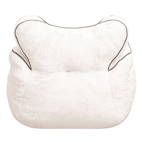 English Elm Bean Bag Chair Faux Fur Heart Shaped Backrest Foam Lounge Seat for Bedroom White W2510P465457