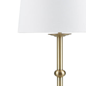 English Elm Table 28"H Antique Brass Iron Table Lamp with 12" Polyester Shade, 27.75"H Elegant Ambient Lighting B035P280527
