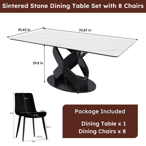English Elm 71" Rectangular Dining Table: Modern Luxury With Sintered Stone Top & Steel Base For Stylish Gatherings W2699S00079
