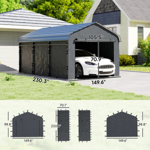 English Elm Waterproof Carport Sidewall Set Upf 50 Plus Pe Fabric Four Panel Weather Shield Kit T3971P468893