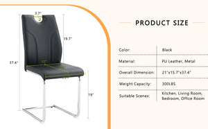 English Elm Black Pu Dining Chair Set Of 6 - Modern Ergonomic Comfort With Silver Metal Legs For Home & Office W2920P225024