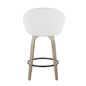 English Elm Fixed-height Swivel Counter Stools with Faux Leather Seats and Chrome Footrest Set of 2 White B202S01839