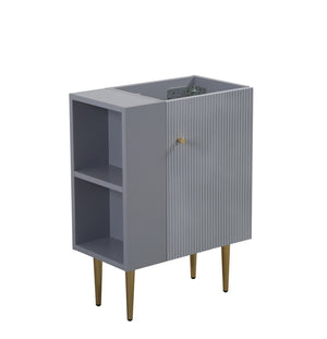 English Elm 21.6" Matte Grey Bathroom Vanity Base with Open Shelf and Gold Accent Legs W1573P224394