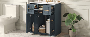English Elm 30inch Bathroom Vanity with Undermount Sink, Tip-Out Tray, Soft-Close Doors, Spacious Drawers & Handles Blue N710P331580C