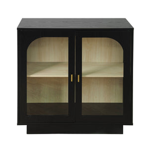 English Elm Storage Cabinet Sleek Acrylic Door with Gold Handle, Non-Slip Feet, Anti-Tip Locks, Compact Dimensions Black W688127148