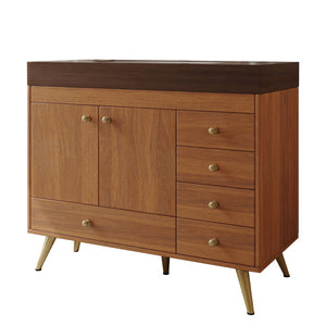 English Elm 36" Freestanding Bathroom Vanity Sintered Stone Top Ceramic Sink Stainless Steel Legs Brown,Gold,Walnut,White W3136S00071