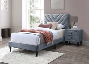 English Elm Twin Bed With Plush Velvet Upholstery & Adjustable Headboard For Ultimate Comfort & Style B089P240514-GIGA