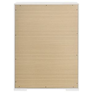 English Elm Pierce Five Drawer Chest with Diamond Emboss Texture and Sleek Contemporary Bedroom Storage Gloss White B062P447671