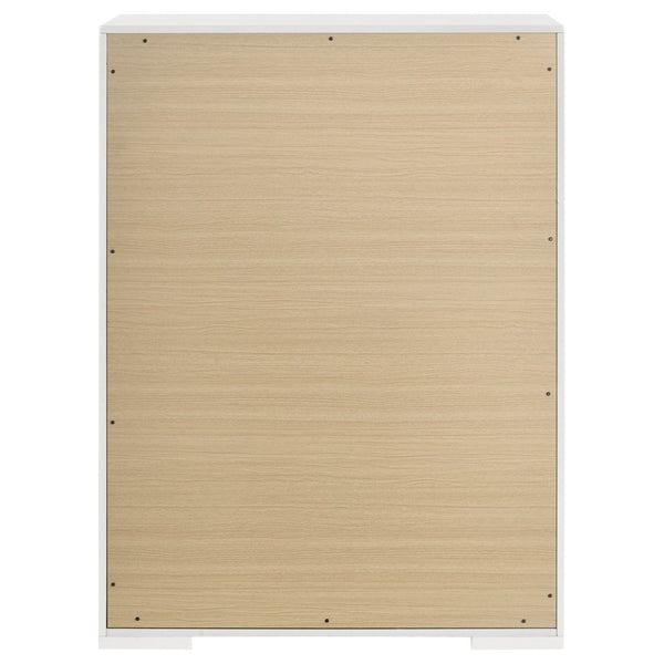 English Elm Pierce Five Drawer Chest with Diamond Emboss Texture and Sleek Contemporary Bedroom Storage Gloss White B062P447671
