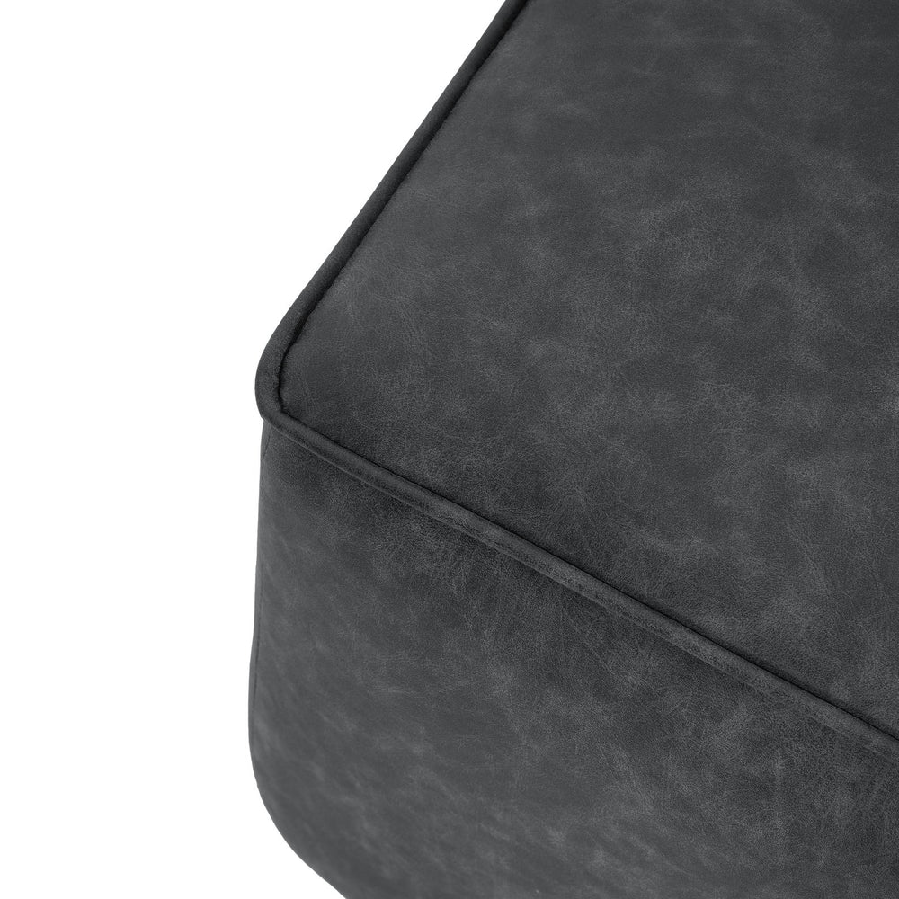 English Elm Christopher Knight Home® - Square PU Leather Ottoman with Pocket Coil Comfort, Dense Foam Padding & Modern Minimalist Style Black N757P180768B