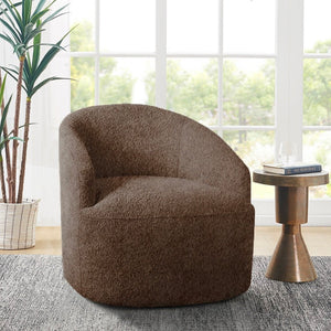 JLA Home INK+IVY - Upholstered boucle swivel chair — compact barrel silhouette, hidden 360° base, plush modern comfort II103-0564