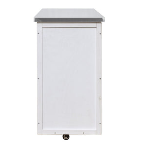 English Elm Foldable Outdoor Kitchen Cart with Stainless Worktop Fir Wood Frame and Lockable Wheels White N719P380278K