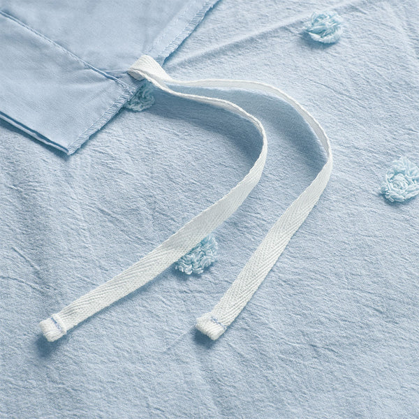 JLA Home Urban Habitat - Cotton Brooklyn Jacquard Duvet Set with Tufted Chenille Dots, Quilted Euro Shams & Pillows Blue UH12-2158