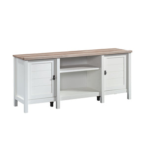 English Elm Credenza, Stylish White Finish Media Stand With Adjustable Shelves For Modern Storage Solutions B356P402675