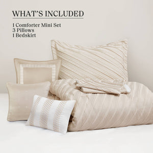 English Elm 7 Plush Queen Comforter Set with Jacquard Texture, Bedskirt & Decorative Pillows for Cozy Elegance Beige 17.91 L x 13.98 W x 10.04 H B035P319209