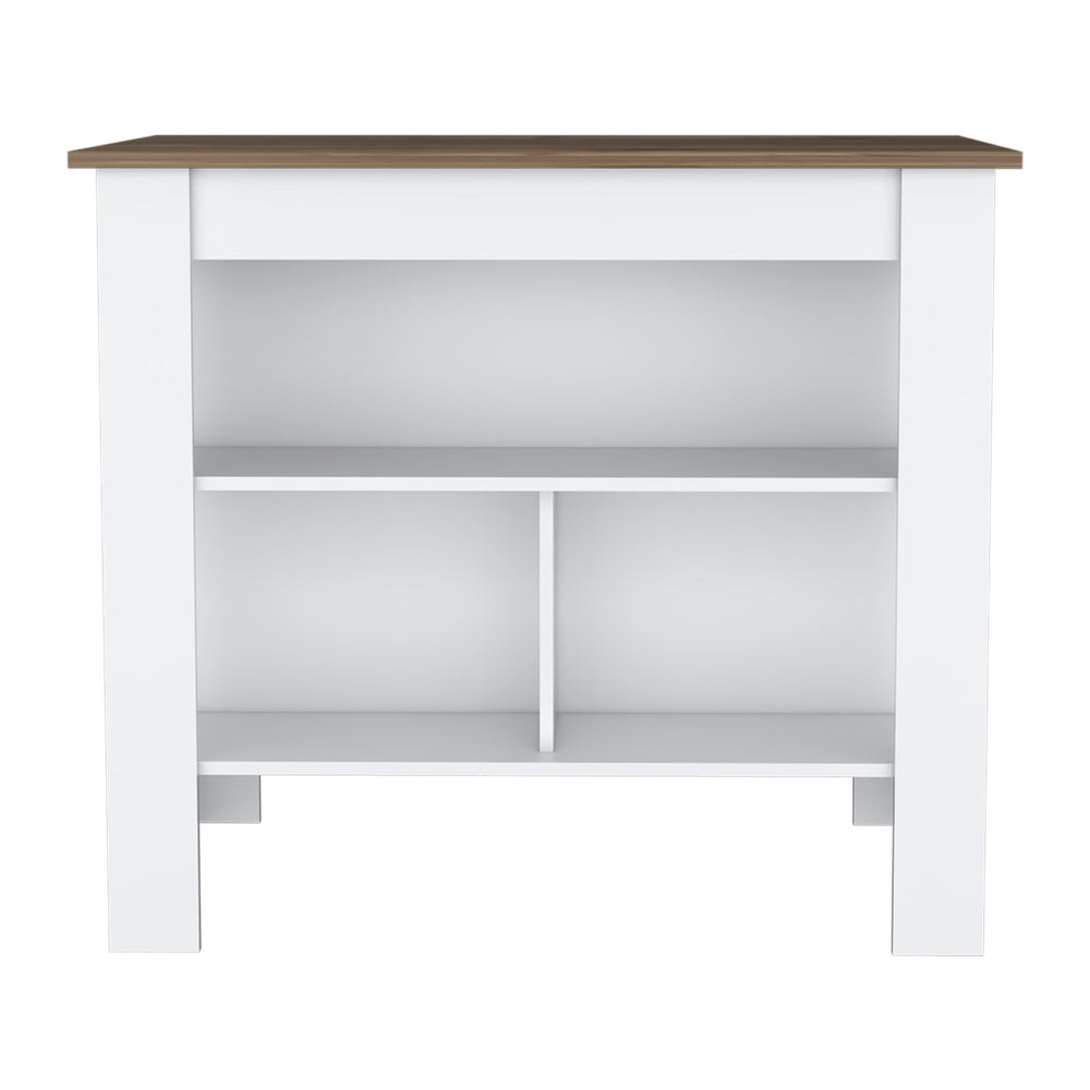 English Elm Cortes Kitchen Island With 2-Tier Shelf, Spacious Worktop & Reversible Design For Versatile Use B200P235837