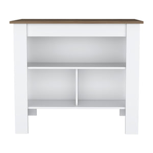 English Elm Cortes Kitchen Island With 2-Tier Shelf, Spacious Worktop & Reversible Design For Versatile Use B200P235837