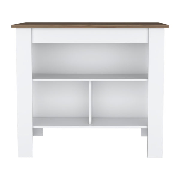 English Elm Cortes Kitchen Island With 2-Tier Shelf, Spacious Worktop & Reversible Design For Versatile Use B200P235837