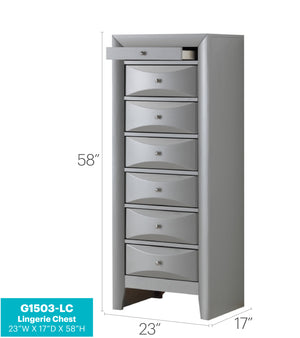 English Elm Marilla Elegant Silver Chest with Dovetail Drawers, Nickel Hardware, Durable Wood Veneers for Home Storage Champagne 60 L x 25 W x 18 H B078118239