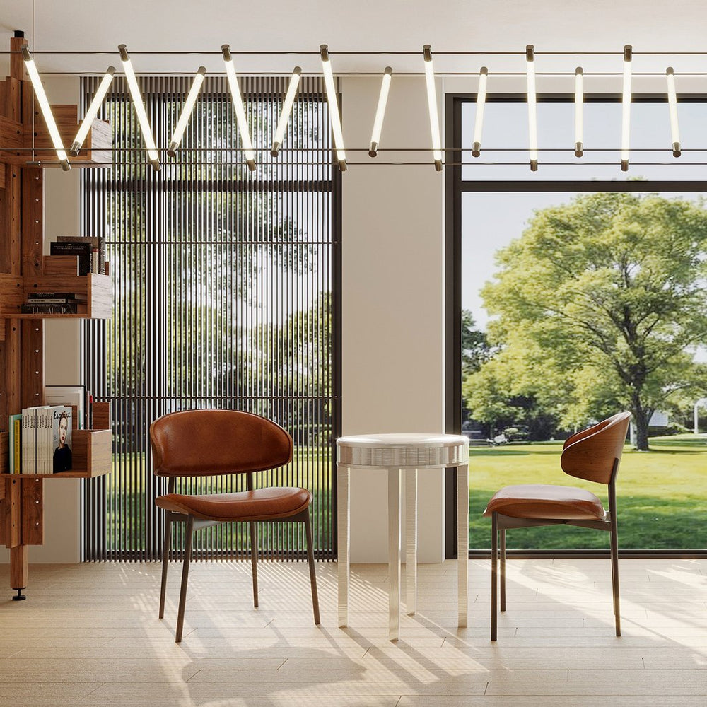 English Elm Mid-Century Modern Dining Chairs Set Of 2 – Chic Italian Bentwood With Luxe Pu Leather & Metal Legs N842P290053D