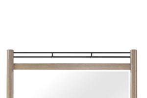 English Elm Sand Rectangle Wood Mirror with Beveled Glass and Rubberwood Frame, Dresser-Mount, Warm Finish Sand 49.5 L x 46.25 W x 5 H B2699P266477