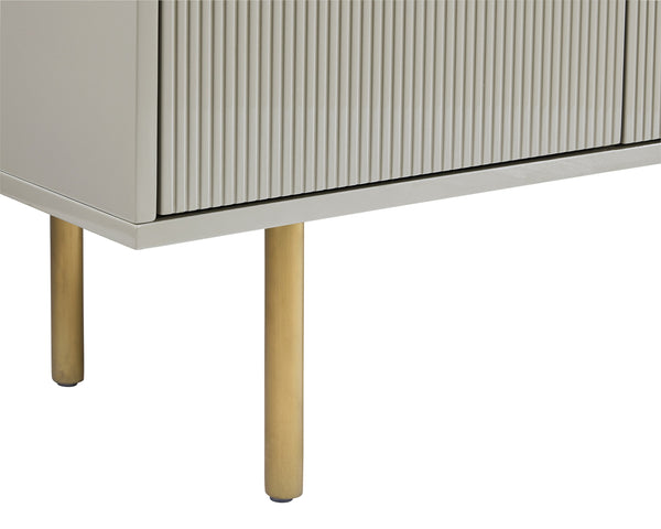 Sunpan Dorada Modern Sideboard With High Gloss Grey Finish And Gold Hardware - Stylish Storage Solution Grey Wood 111905