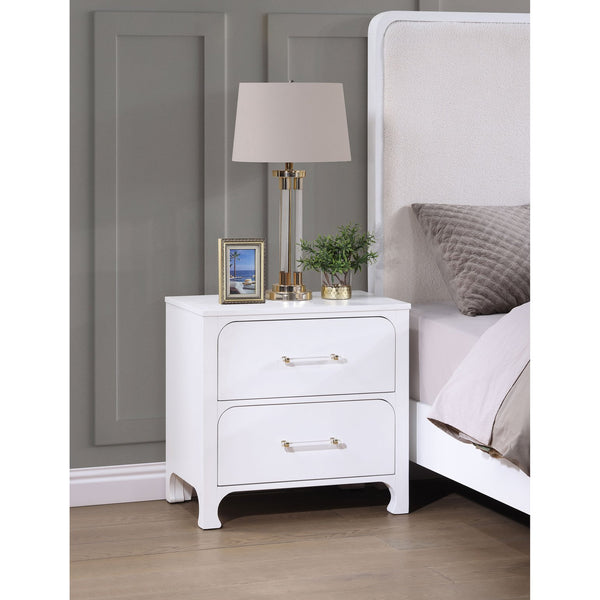 English Elm Helena Pearl White 2-Drawer Nightstand with Soft Curves, Spacious Storage, Modern Chic Bedroom Accent B062P299878